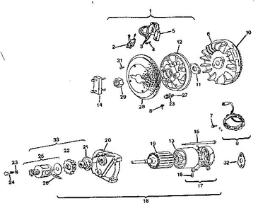 Starter Motor Group Diagram and Parts List for 422400-422499 0758-01 Briggs and Stratton Engine